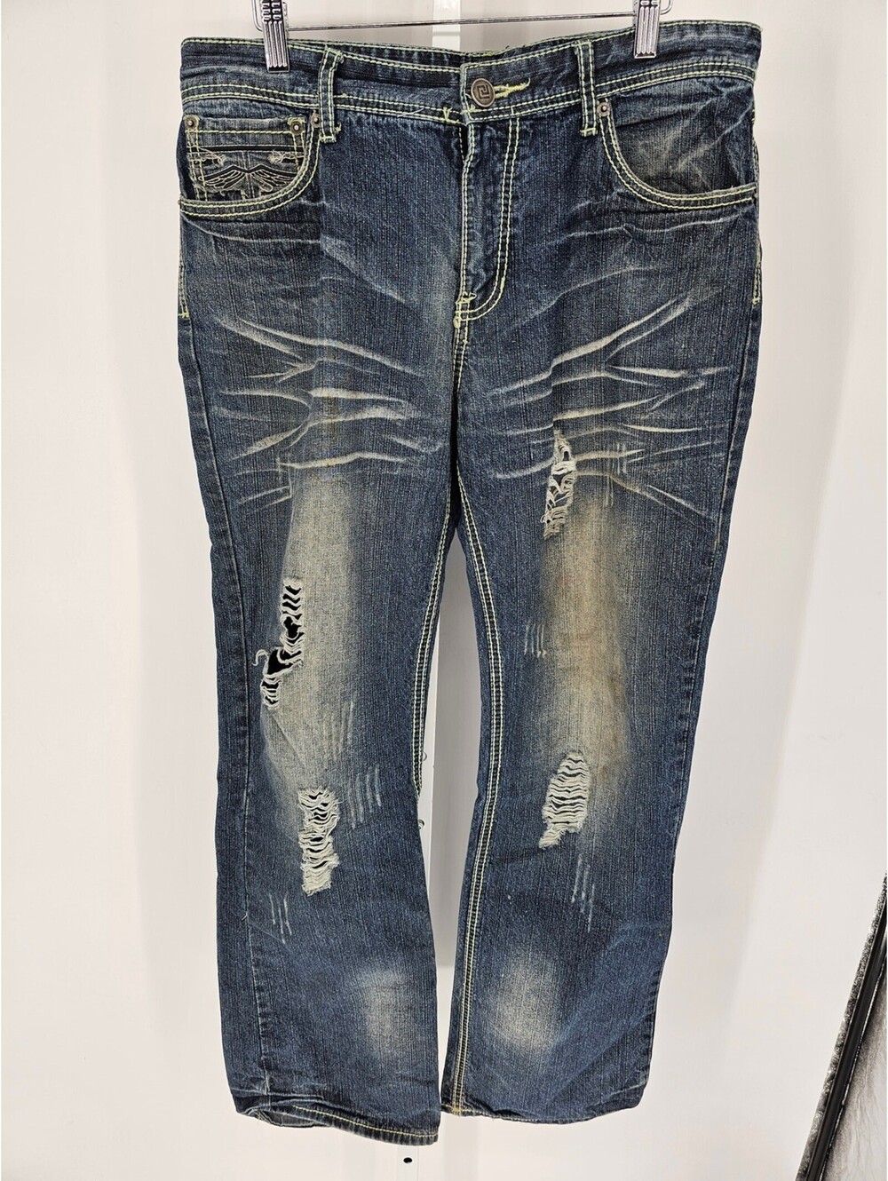 CJ black jeans men's 33x32 regular Straight blue denim pants Y2K 90s
